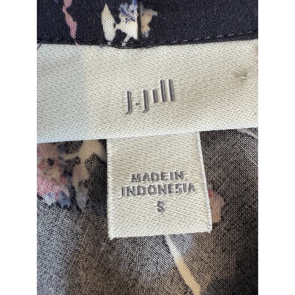 J. Jill skirt blue floral print midi length flowy  elastic waist side zip Sz S - Picture 6 of 8